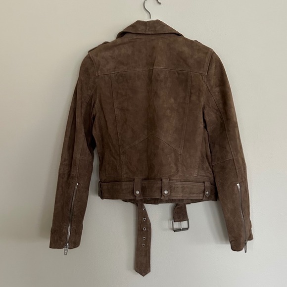 BLANKNYC Brown Suede Leather Moto Jacket Biker Style Buckle Belt Size Medium - Picture 2 of 11